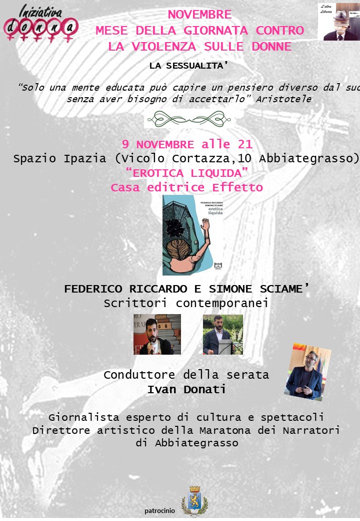 9 novembre - Presentazione "Erotica Liquida" - Novembre mese della Giornata Internazionale contro la violenza sulle donne